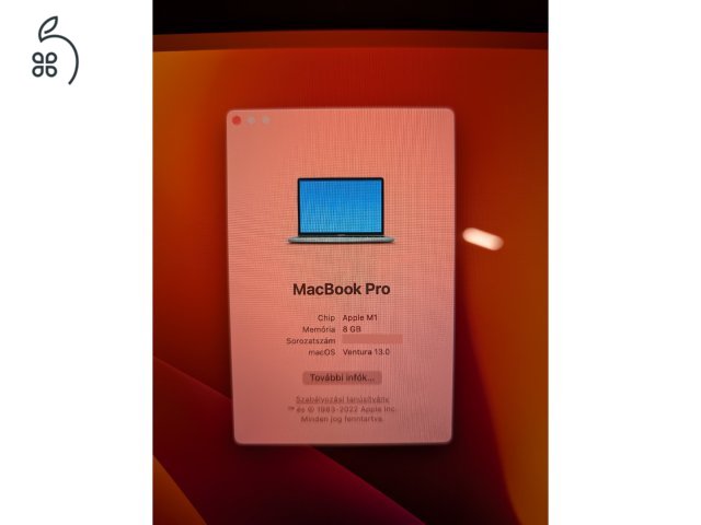 MacBook Pro M1 512GB SSD újszerű állapot