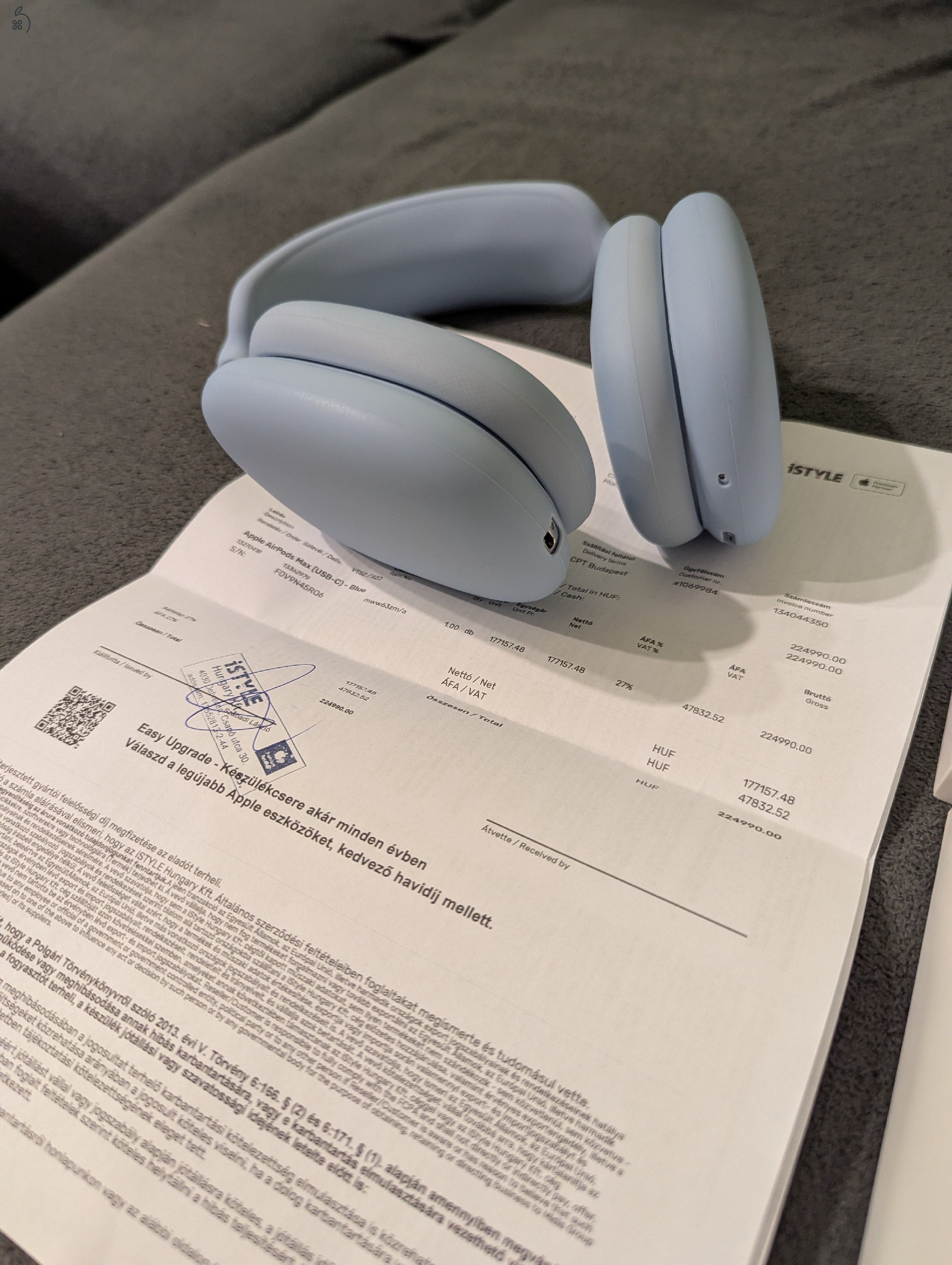 Airpods Max (2025-ös gyártás) (A3184) USB-C új, 2 hónapos iStyle vásárlás, garis 