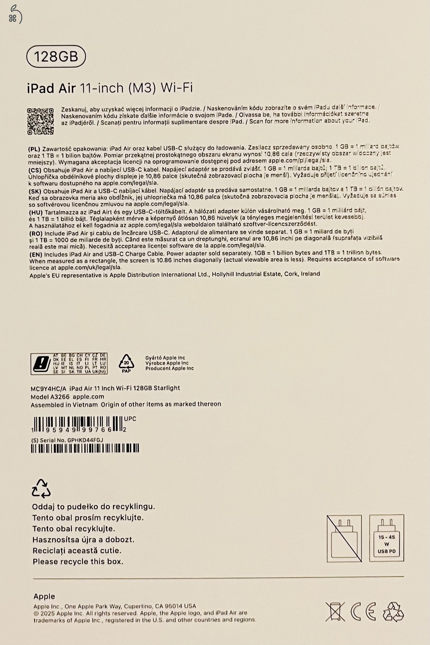 Új, BONTATLAN M3 iPad Air (11”, 128 GB, csillagfény)