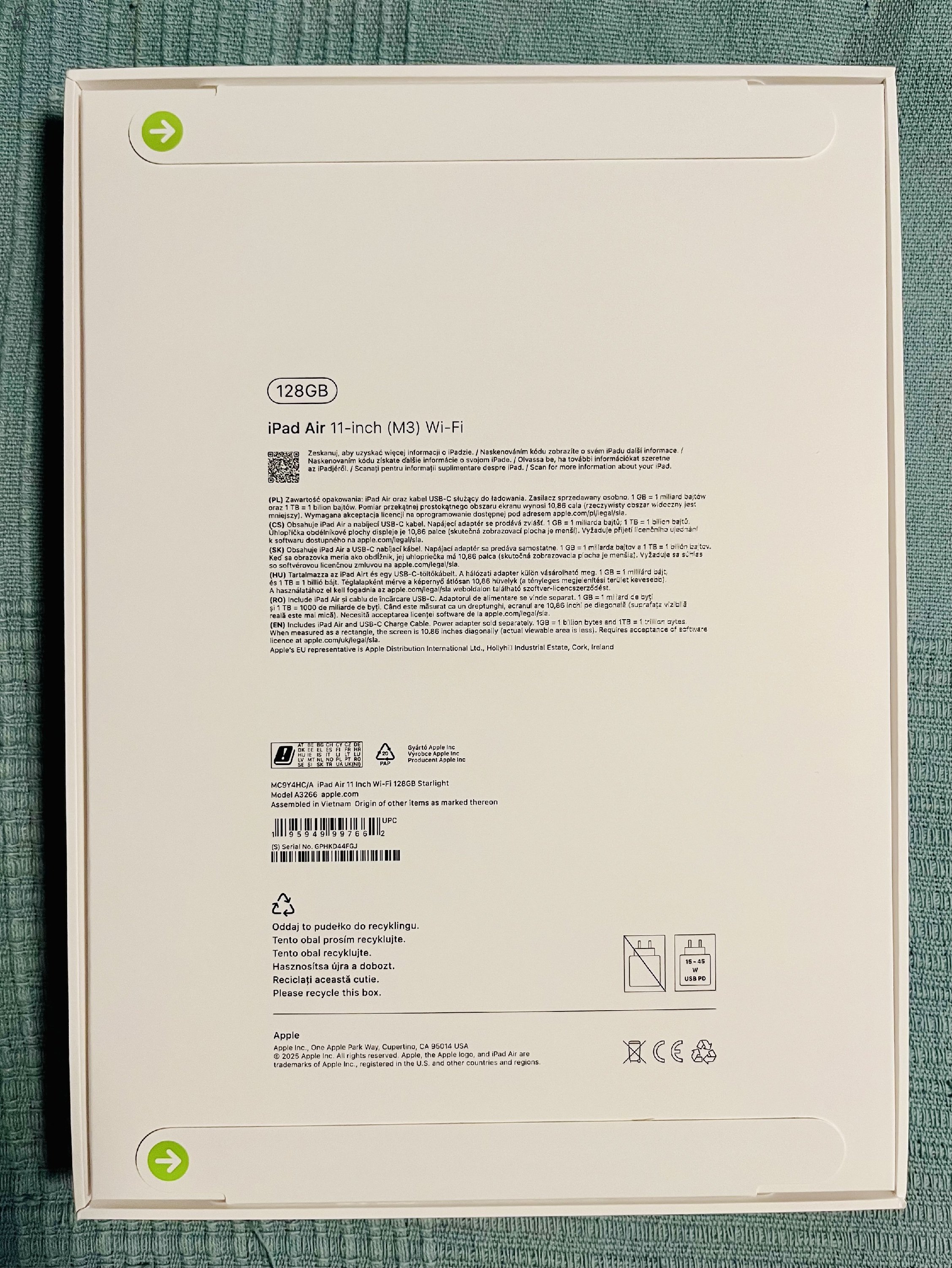 Új, BONTATLAN M3 iPad Air (11”, 128 GB, csillagfény)