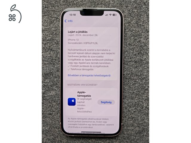 (Csere) iPhone 13 Pink 128 GB, Független, újszerű állapot, 2026.10-ig MM Garancia