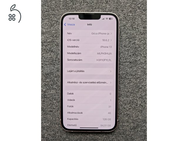 (Csere) iPhone 13 Pink 128 GB, Független, újszerű állapot, 2026.10-ig MM Garancia