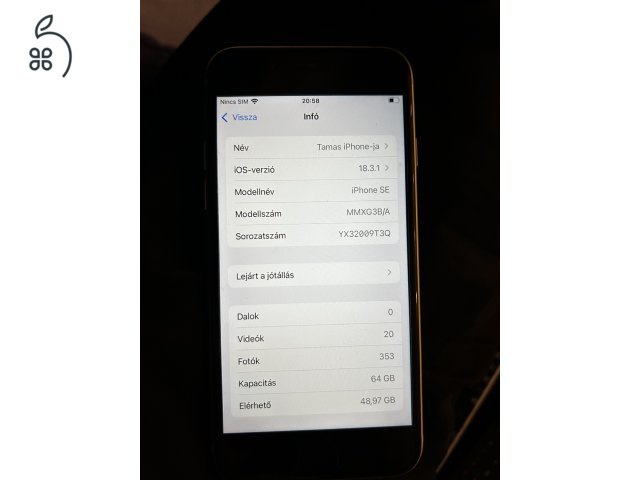 iPhone SE (2022) 3. gen. - 64 GB - Starlight fehér