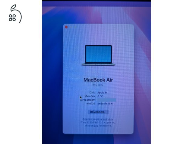 MacBook Air M1 megkímélt állapot 