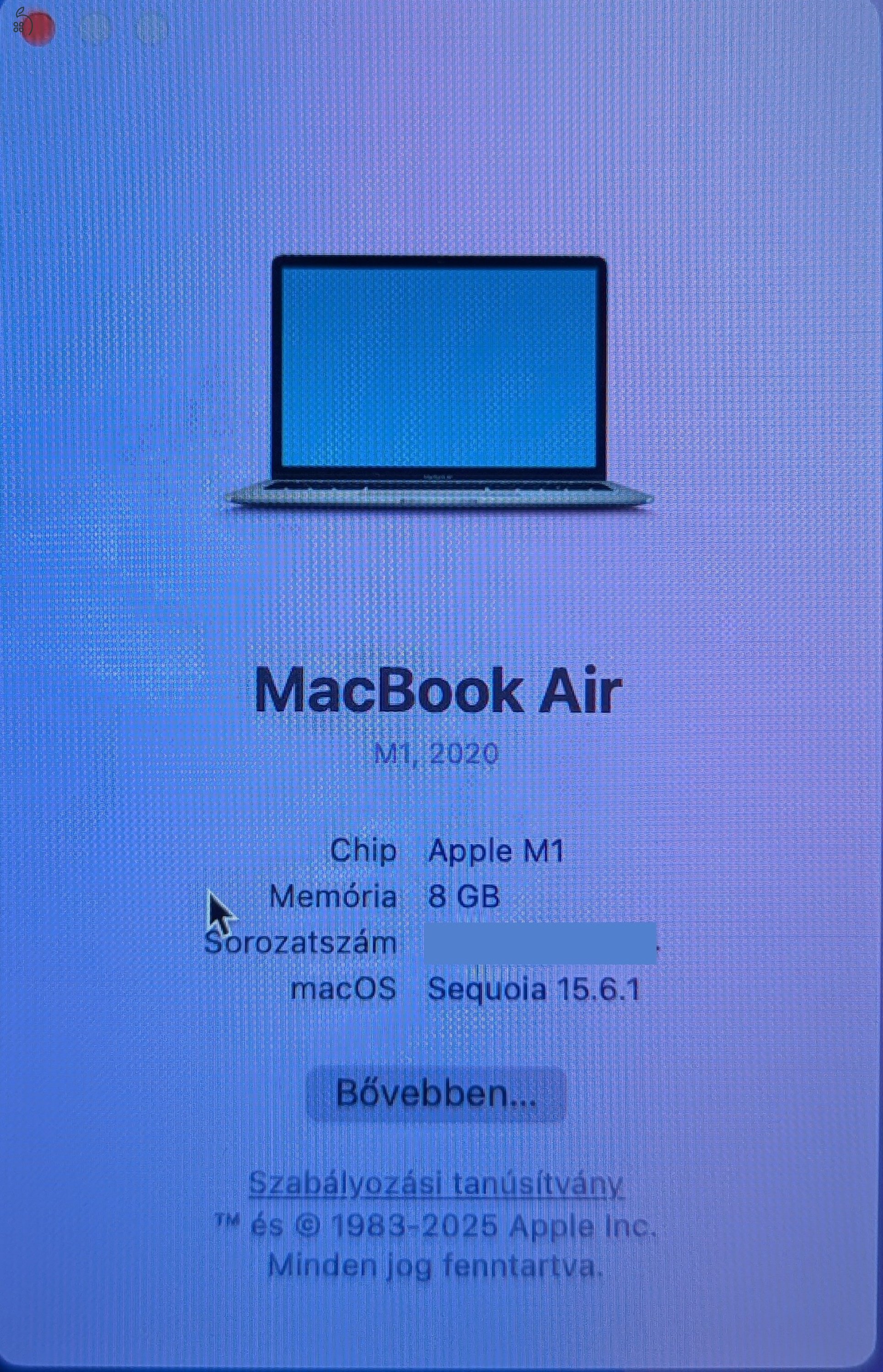 MacBook Air M1 magyar billentyűzet, megkímélt állapot 
