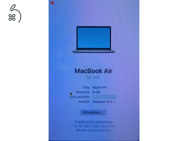 MacBook Air M1 magyar billentyűzet, megkímélt állapot 