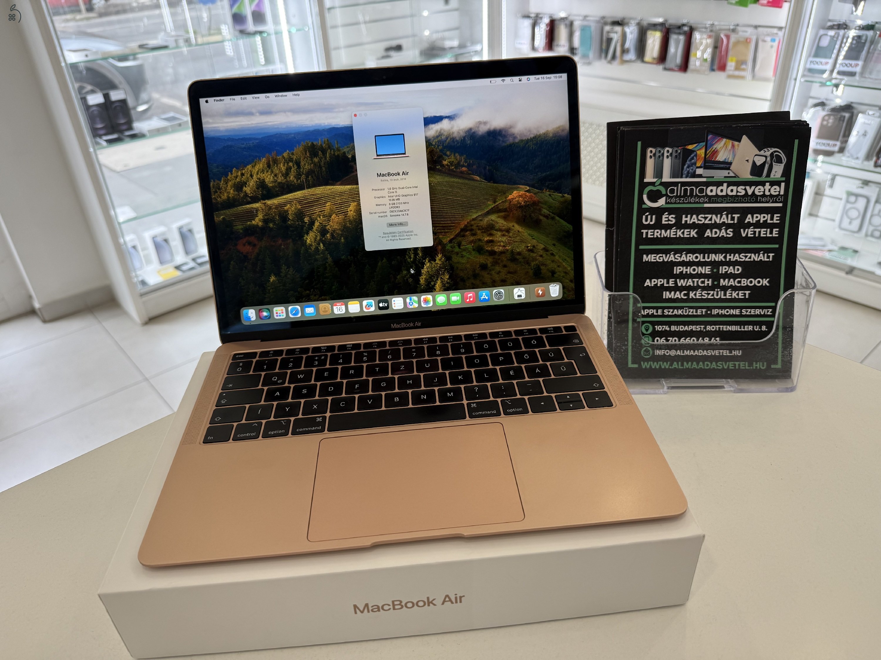 MacBook Air 2018 8GB/128ssd/Használt/1 hónap gar./Akku 85%/p4452