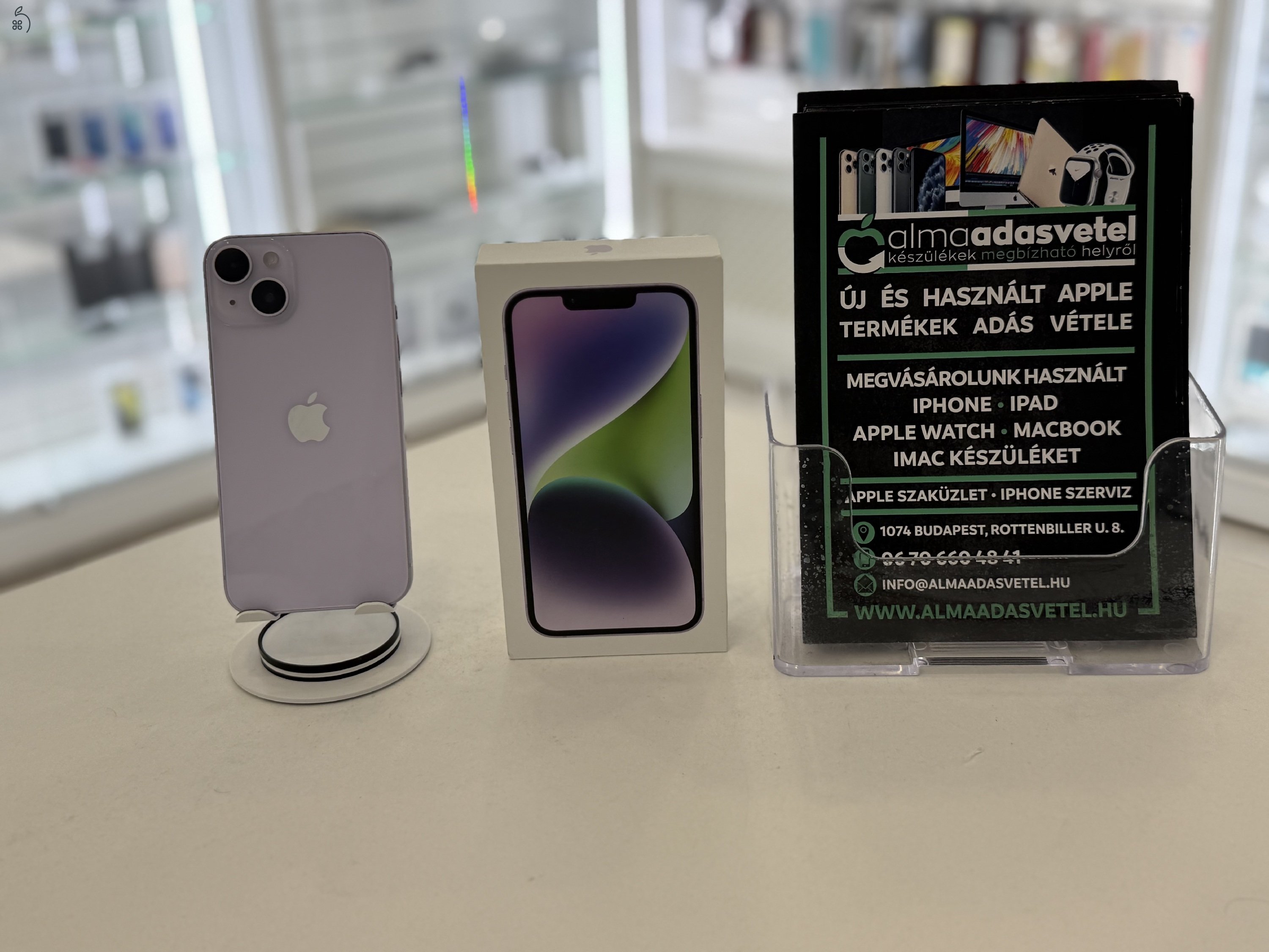 iPhone 14 128GB Független Újszerű/1-3 hónap gar./Akku 85%/p4455
