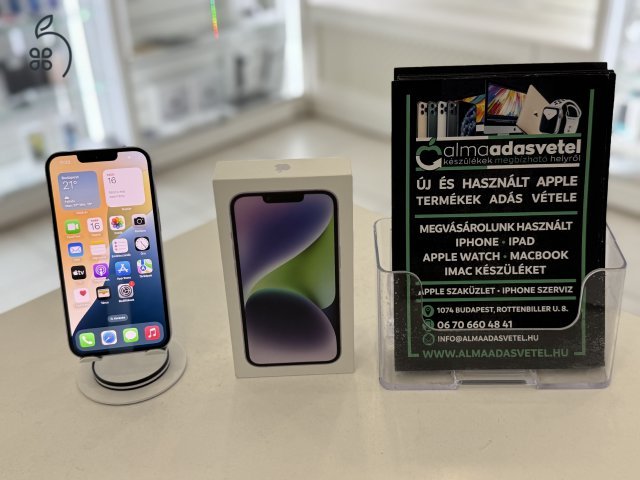 iPhone 14 128GB Független Újszerű/1-3 hónap gar./Akku 85%/p4455