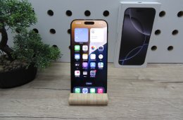 Apple iPhone 16 Pro Max – Black Titanium – Titán dizájn, 6,9” ProMotion, 5× optikai zoom – 256 GB – Használt, karcmentes – 100% akku (115 ciklus) – Garancia 2026. 03. 04-ig