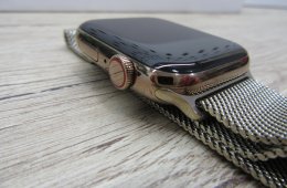 Apple Watch Series 5 – 44 mm – Gold Stainless Steel – Always-On Retina, EKG, Cellular – Használt, karcmentes – Garancia 3 hónap