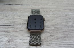 Apple Watch Series 5 – 44 mm – Gold Stainless Steel – Always-On Retina, EKG, Cellular – Használt, karcmentes – Garancia 3 hónap
