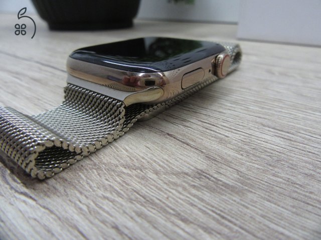 Apple Watch Series 5 – 44 mm – Gold Stainless Steel – Always-On Retina, EKG, Cellular – Használt, karcmentes – Garancia 3 hónap