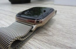Apple Watch Series 5 – 44 mm – Gold Stainless Steel – Always-On Retina, EKG, Cellular – Használt, karcmentes – Garancia 3 hónap