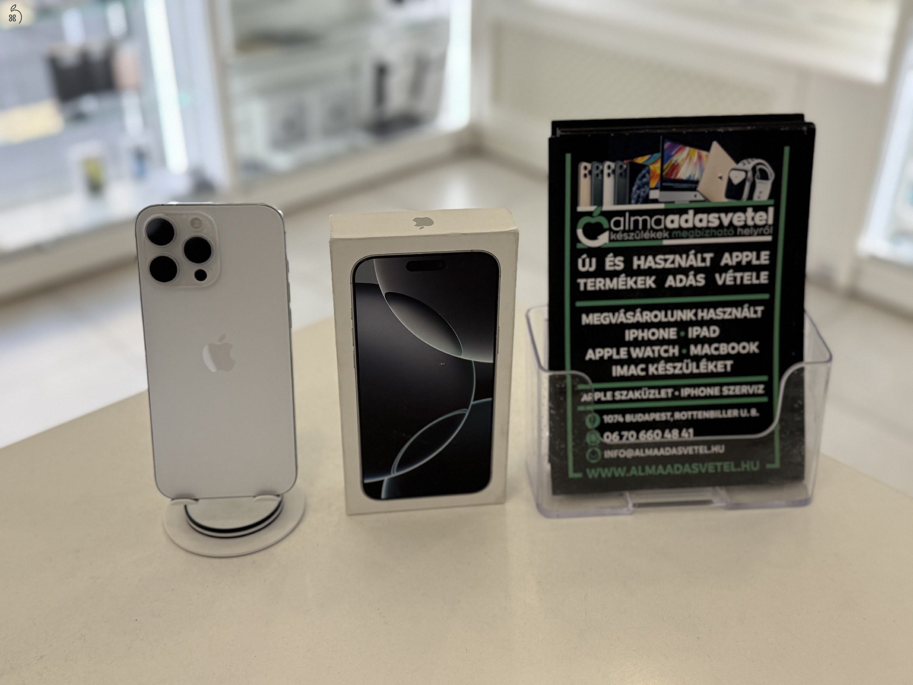 iPhone 16 Pro Max 256GB Független Hibátlan/2026.04.23.Apple Gar./Akku 100%/p4458