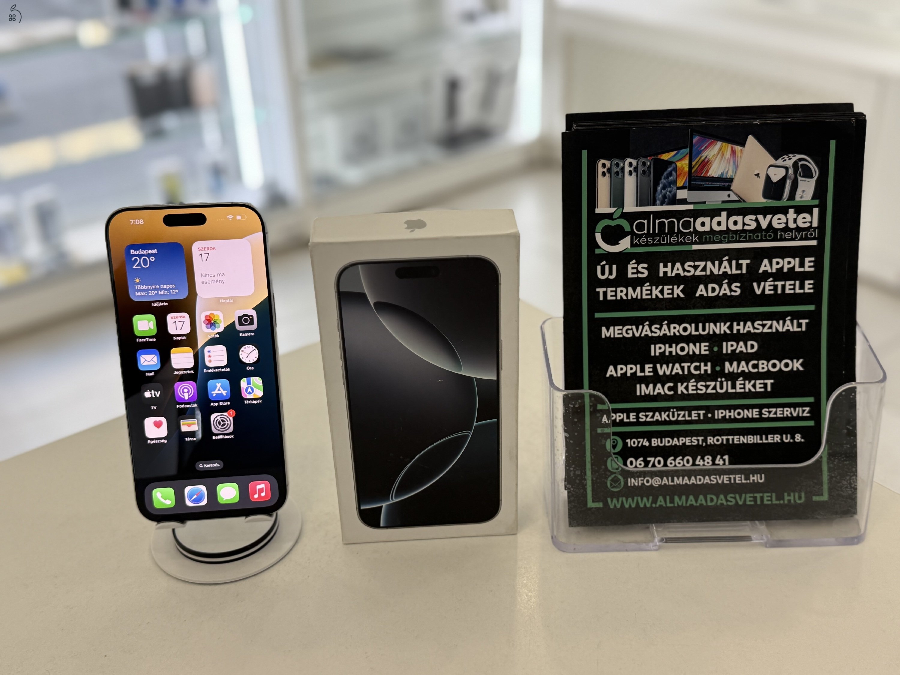 iPhone 16 Pro Max 256GB Független Hibátlan/2026.04.23.Apple Gar./Akku 100%/p4458