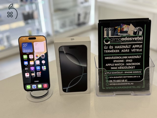 iPhone 16 Pro Max 256GB Független Hibátlan/2026.04.23.Apple Gar./Akku 100%/p4458