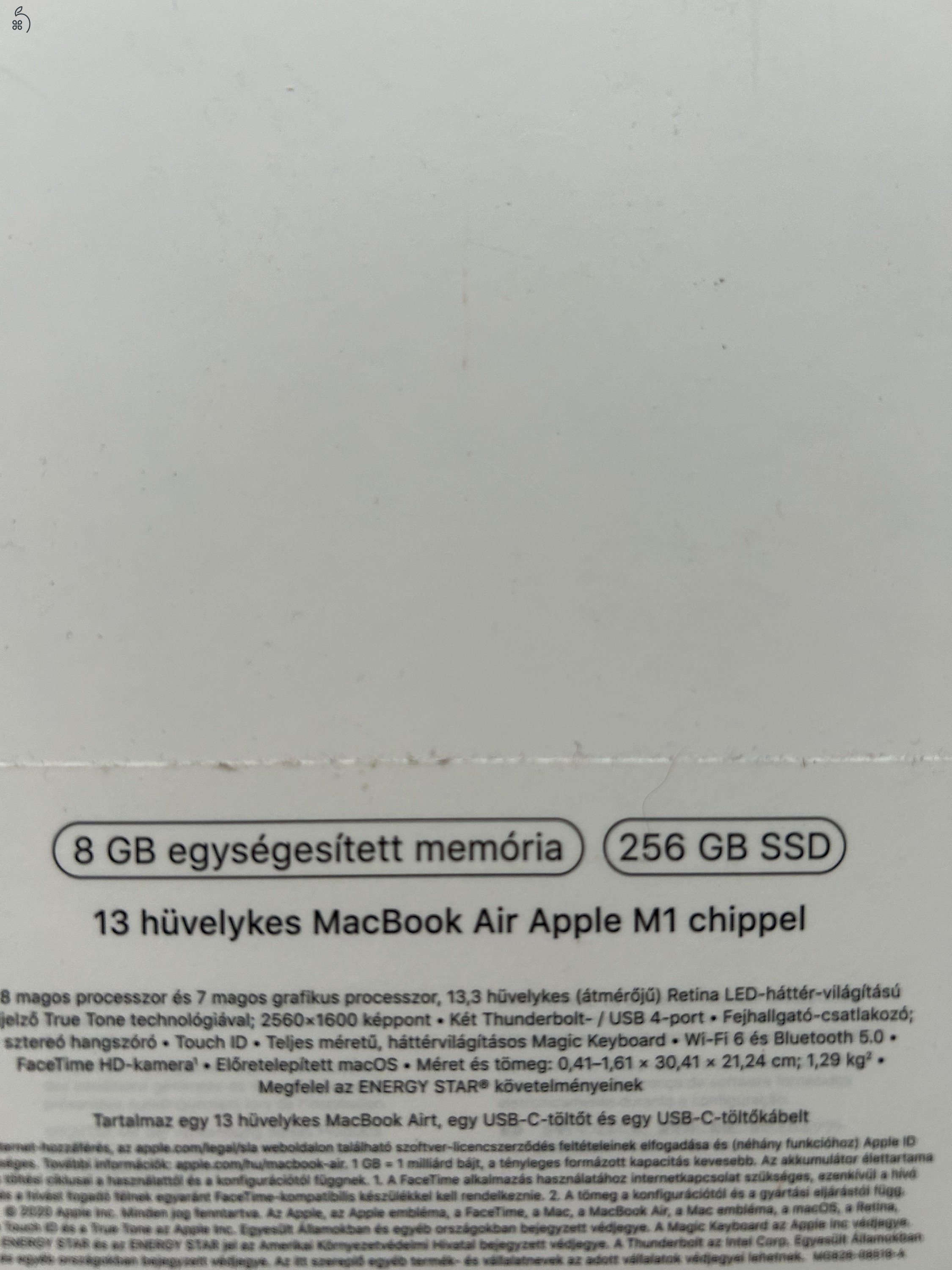 Macbook air M1 256/8 sérült kijelző 