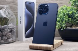 Hibátlan iPhone 15 Pro Max Blue Titanium 256GB 2 ÉV Garanciával Számlával 96% Akksi