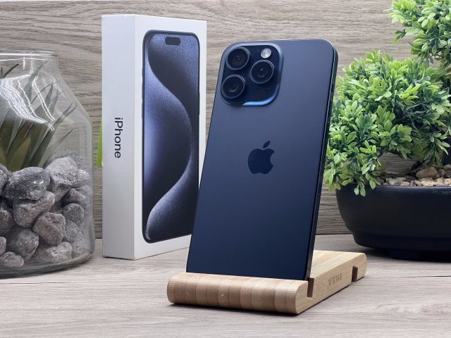 Hibátlan iPhone 15 Pro Max Blue Titanium 256GB 2 ÉV Garanciával Számlával 96% Akksi