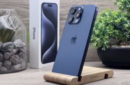 Hibátlan iPhone 15 Pro Max Blue Titanium 256GB 2 ÉV Garanciával Számlával 96% Akksi