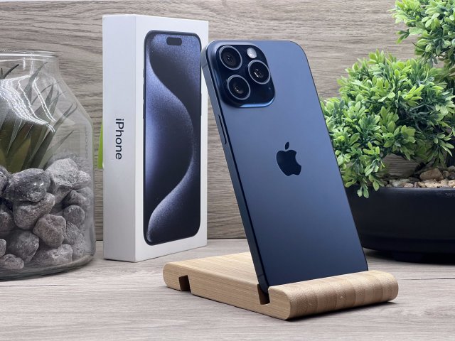 Hibátlan iPhone 15 Pro Max Blue Titanium 256GB 2 ÉV Garanciával Számlával 96% Akksi