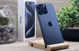 Hibátlan iPhone 15 Pro Max Blue Titanium 256GB 2 ÉV Garanciával Számlával 96% Akksi