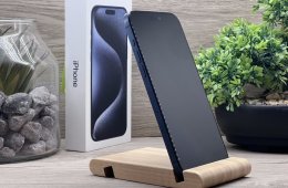 Hibátlan iPhone 15 Pro Max Blue Titanium 256GB 2 ÉV Garanciával Számlával 96% Akksi