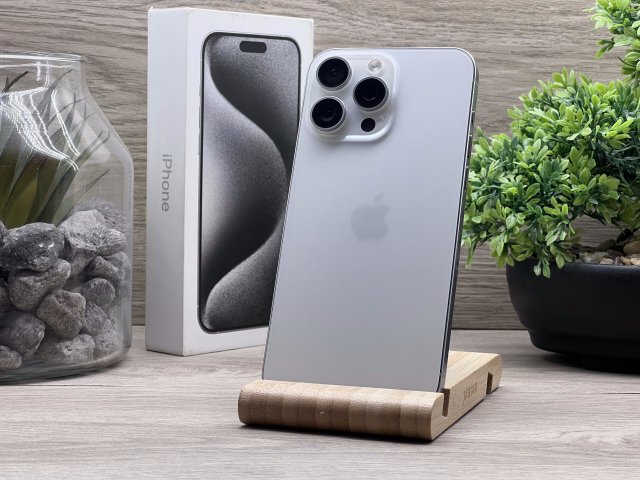 Hibátlan iPhone 15 Pro Max White Titanium 256GB 2 ÉV Garanciával Számlával 92% Akksi