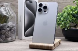 Hibátlan iPhone 15 Pro Max White Titanium 256GB 2 ÉV Garanciával Számlával 92% Akksi