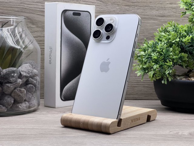 Hibátlan iPhone 15 Pro Max White Titanium 256GB 2 ÉV Garanciával Számlával 92% Akksi