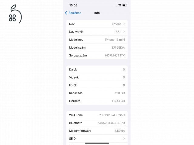 Újszerű iPhone 13 mini 128 GB