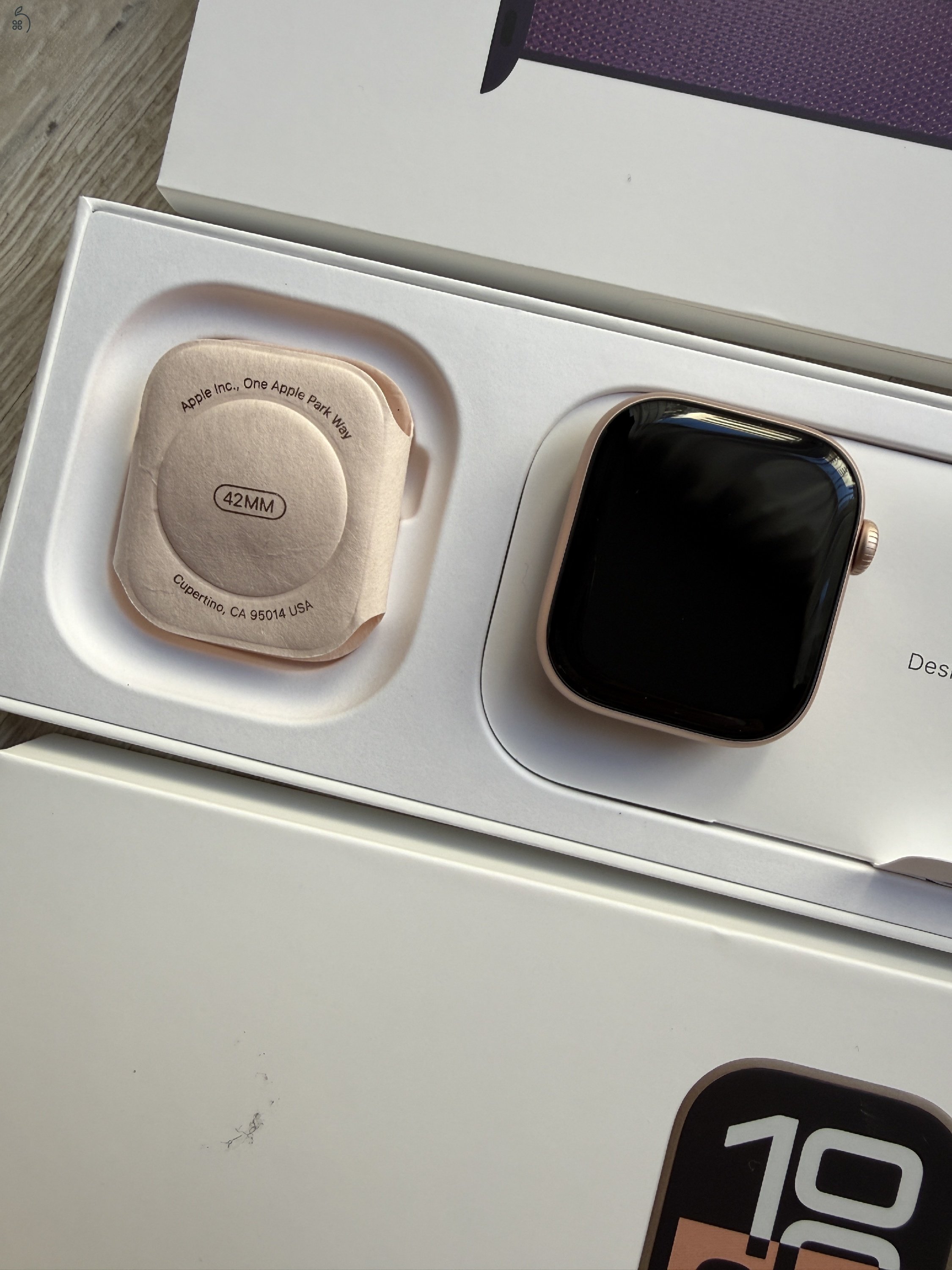 Apple Watch Series 10 GPS + Cellular 42 mm-es, ROSE alumíniumtokos, szilvaszürke sportpántos ,uj, aktiválatlan,garanciás!