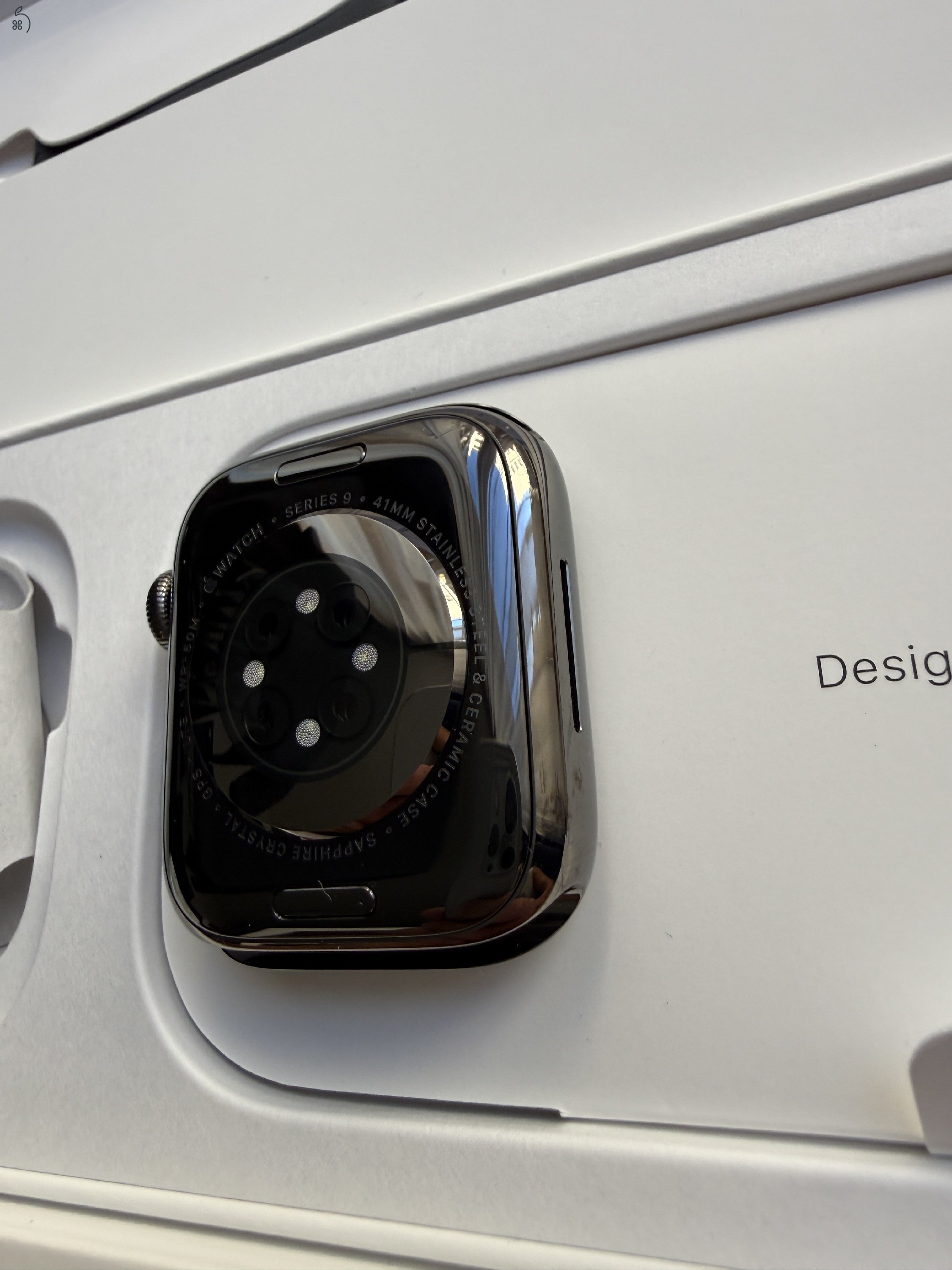 Apple Watch 9 41 mm GPS+Cellular, Graphite acél tok, új, aktiválatlan készülék.