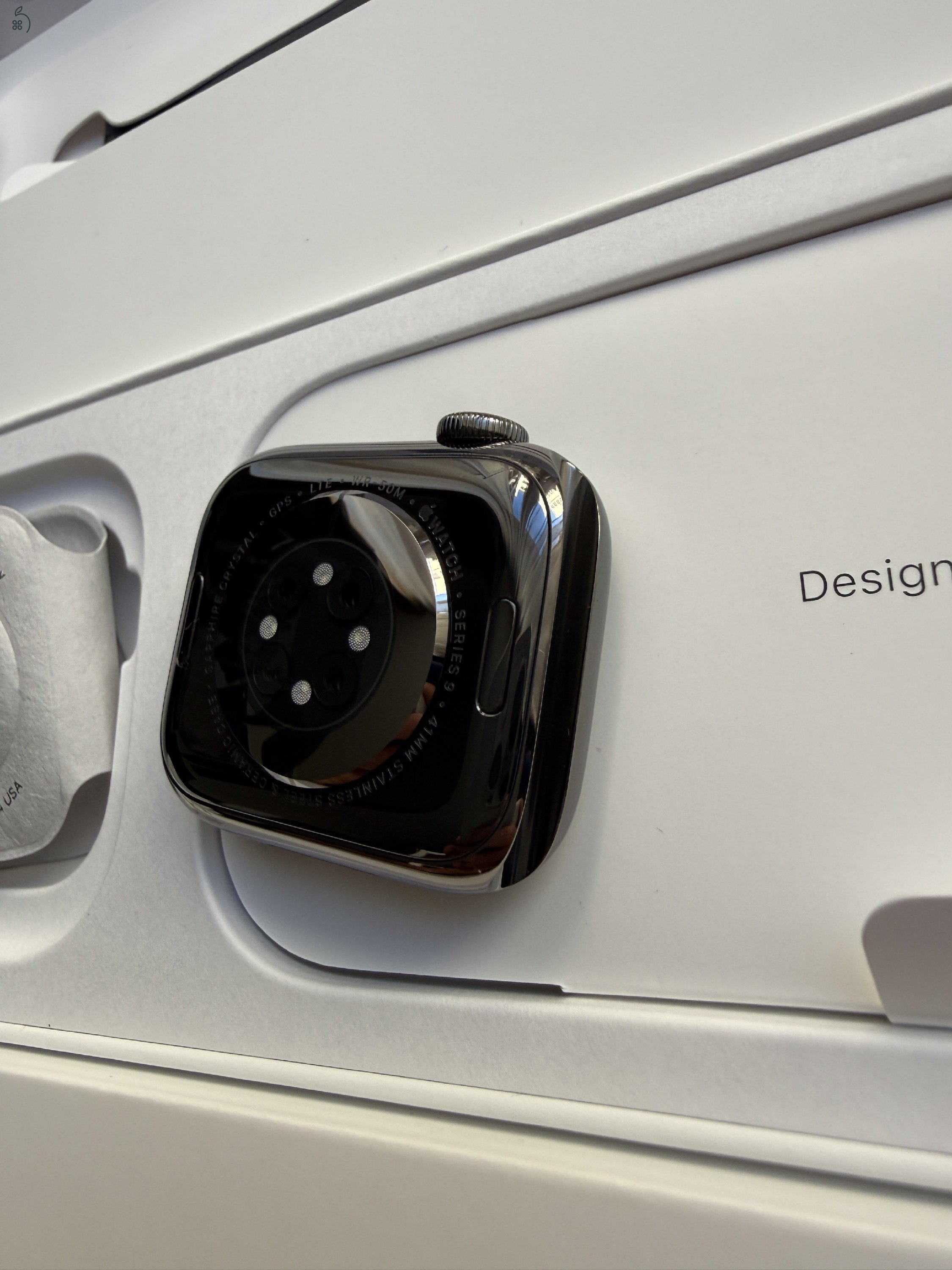 Apple Watch 9 41 mm GPS+Cellular, Graphite acél tok, új, aktiválatlan készülék.