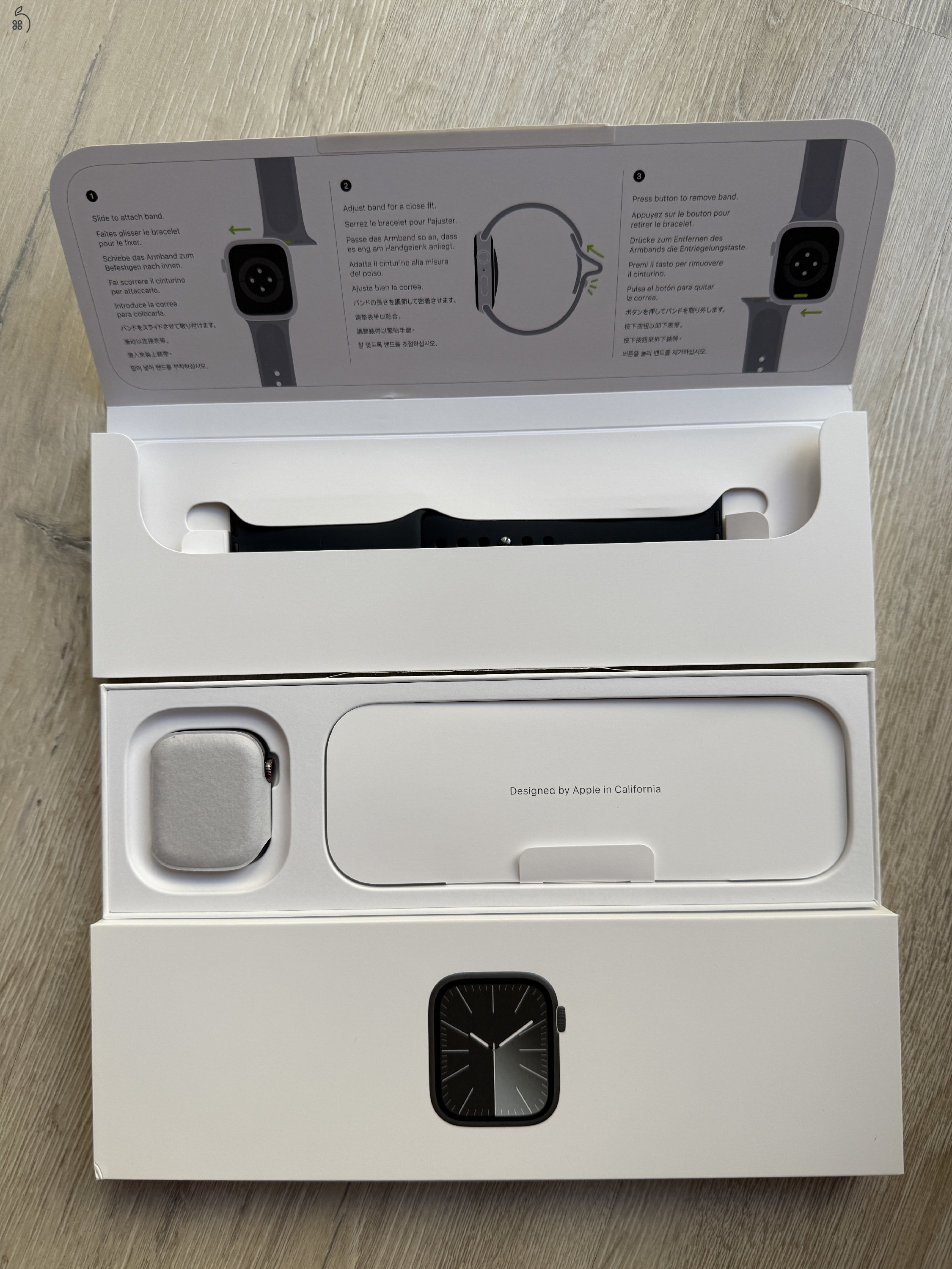 Apple Watch 9 41 mm GPS+Cellular, Graphite acél tok, új, aktiválatlan készülék.