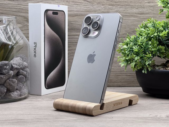 Hibátlan iPhone 15 Pro Max Natural Titanium 256GB 2 ÉV Garanciával Számlával 92% Akksi