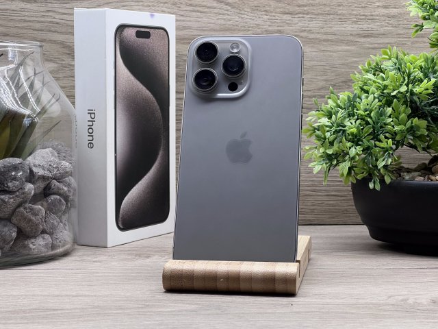 Hibátlan iPhone 15 Pro Max Natural Titanium 256GB 2 ÉV Garanciával Számlával 92% Akksi
