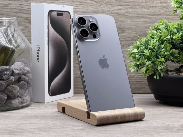 Hibátlan iPhone 15 Pro Max Natural Titanium 256GB 2 ÉV Garanciával Számlával 92% Akksi