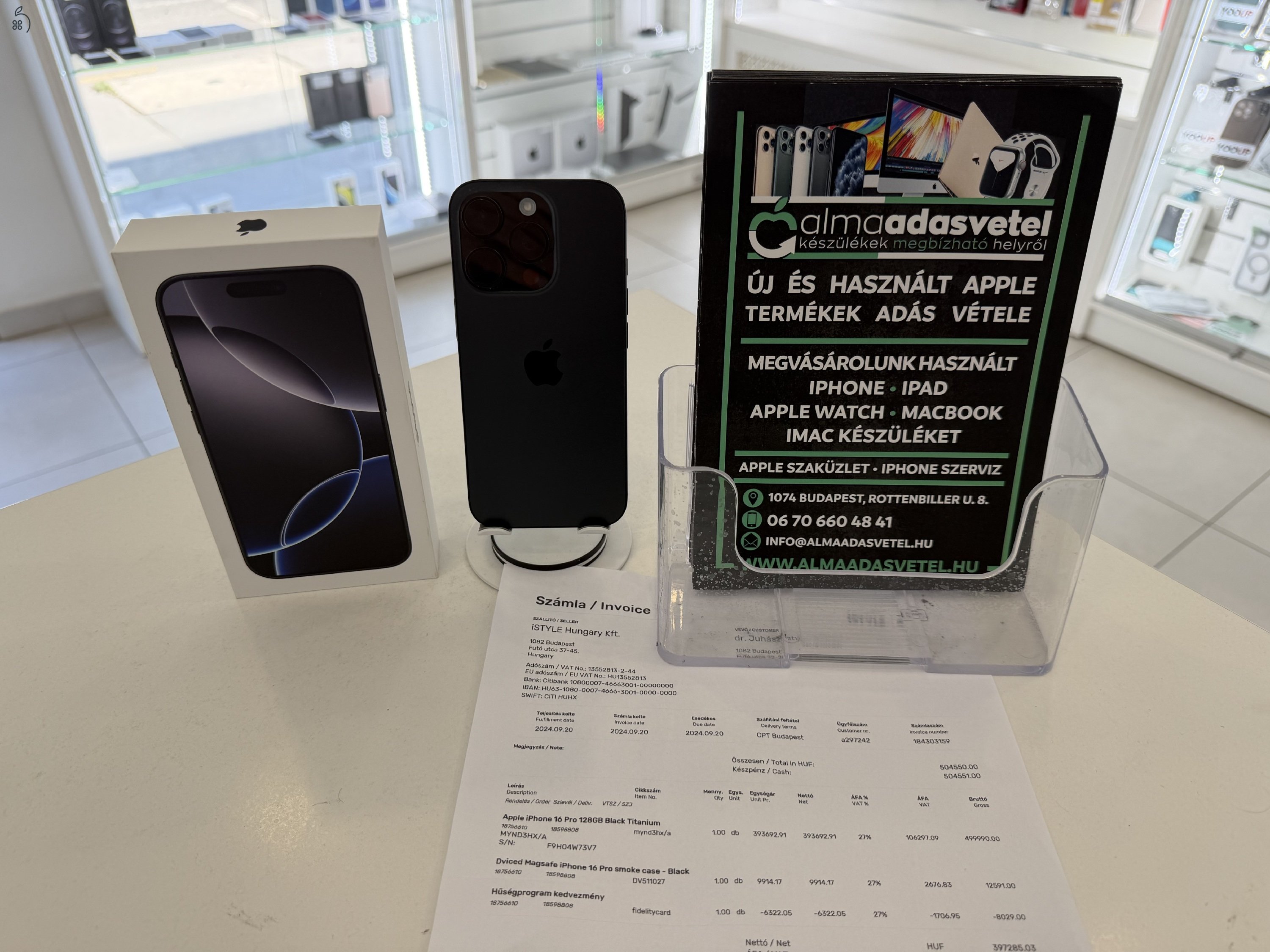 iPhone 16 Pro 128GB Független Hibátlan/2027.09.20.Gar./Akku 91%/p4461/