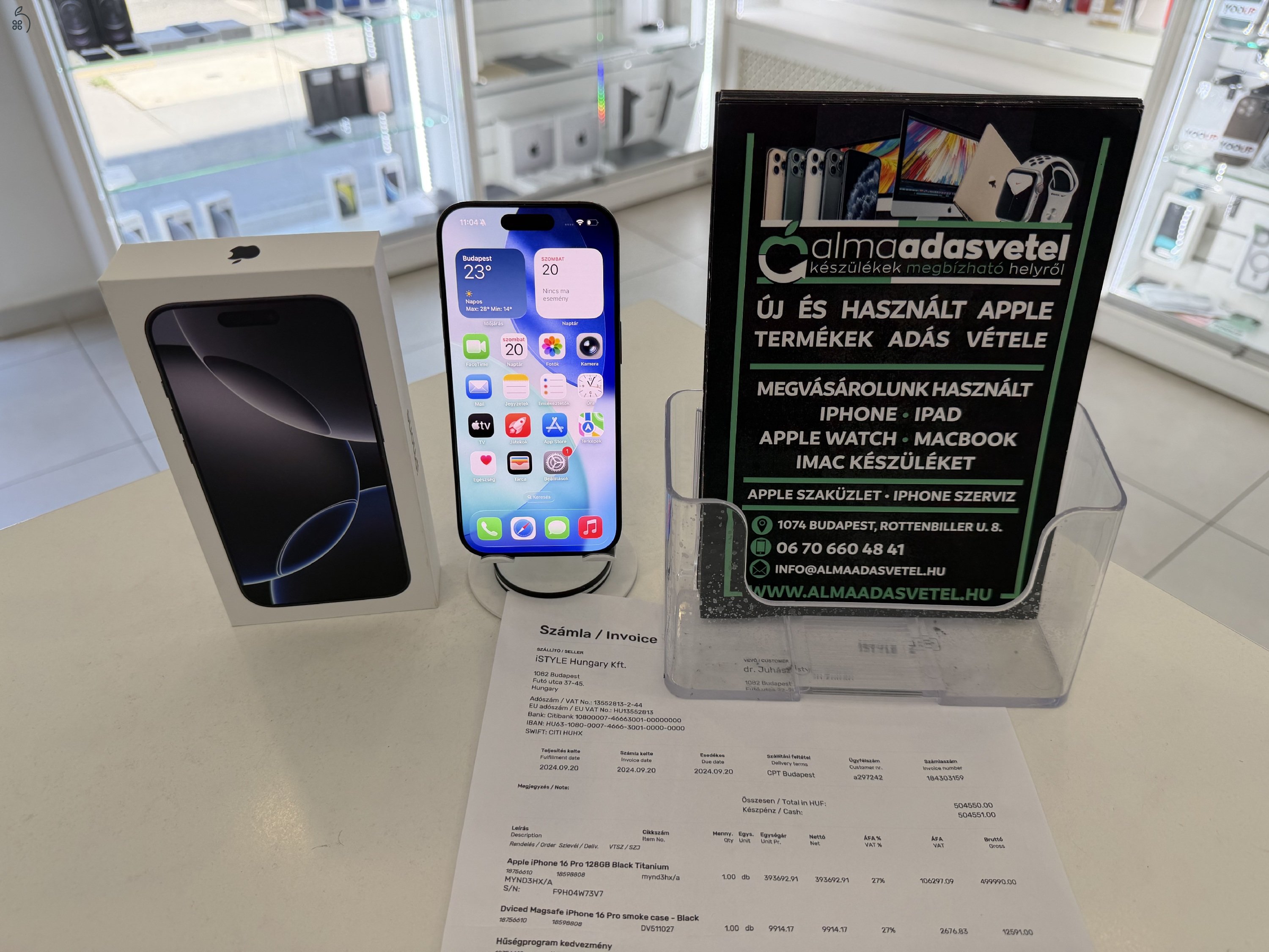 iPhone 16 Pro 128GB Független Hibátlan/2027.09.20.Gar./Akku 91%/p4461/