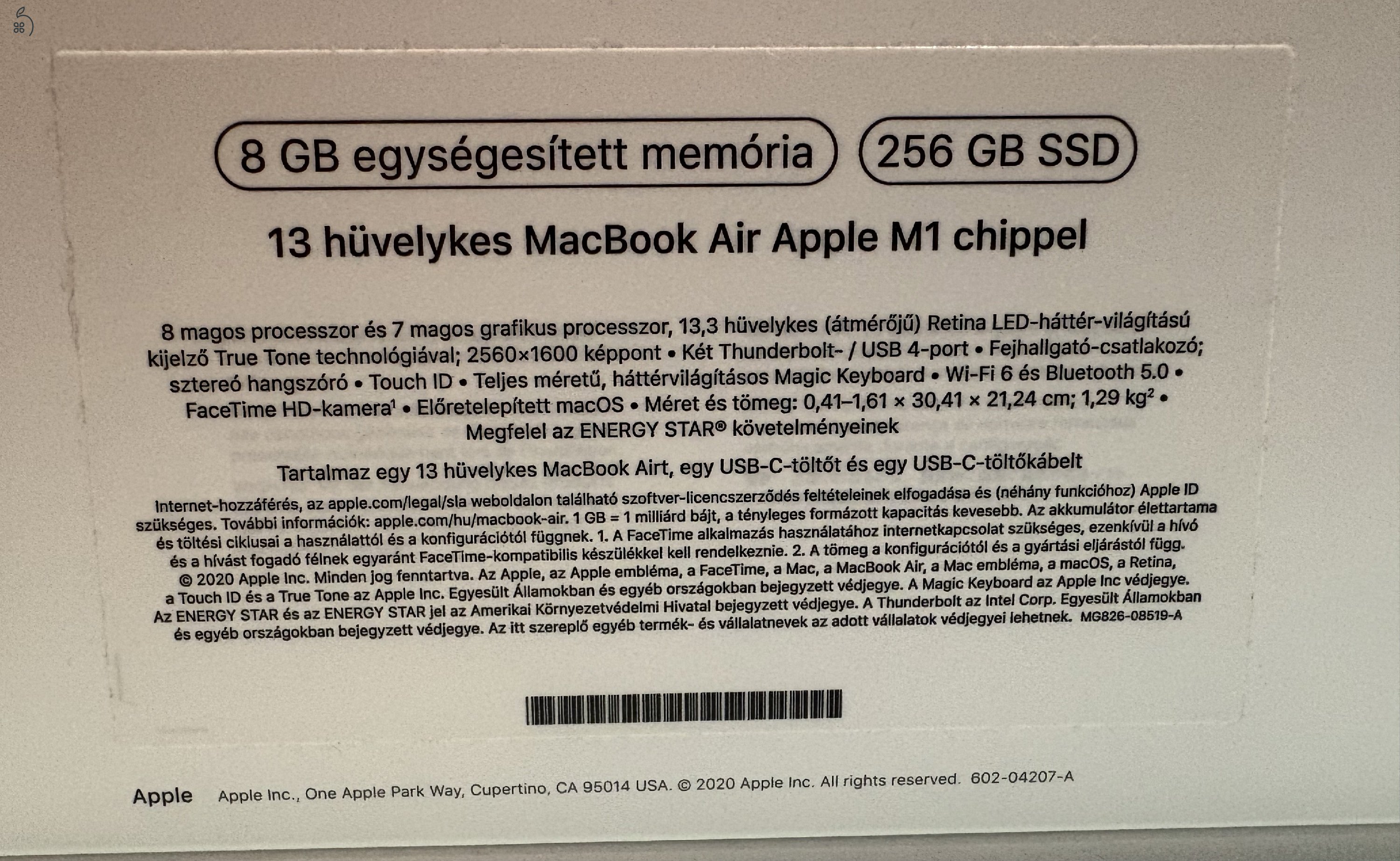 Eladó szép állapotban lévő Macbook Air M1 Antracit.