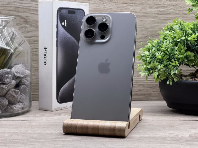 Hibátlan iPhone 15 Pro Max Natural Titanium 256GB 2 ÉV Garanciával Számlával 92% Akksi