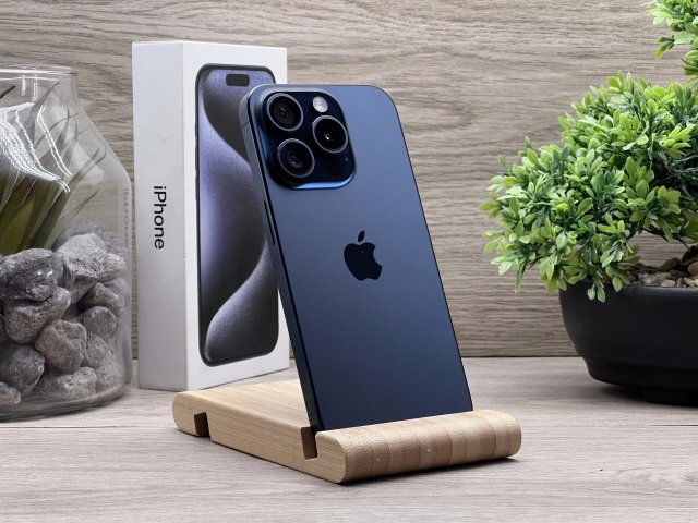 Hibátlan iPhone 15 Pro Blue Titanium 128GB 2 ÉV Garanciával Számlával 92% Akksi