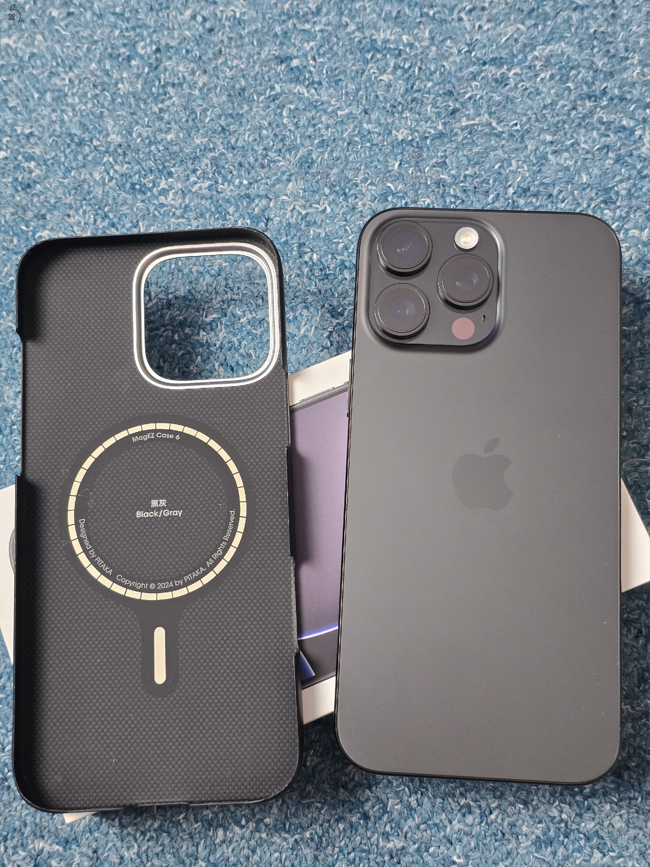 Phone 16 Pro Max 256GB Fekete Titán Újszerű állapot 3 év garancia!