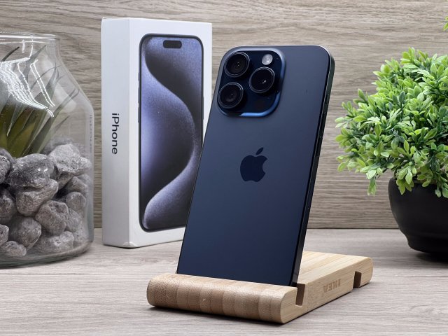Hibátlan iPhone 15 Pro Blue Titanium 128GB 2 ÉV Garanciával Számlával 91% Akksi