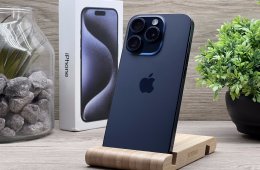Hibátlan iPhone 15 Pro Blue Titanium 128GB 2 ÉV Garanciával Számlával 91% Akksi