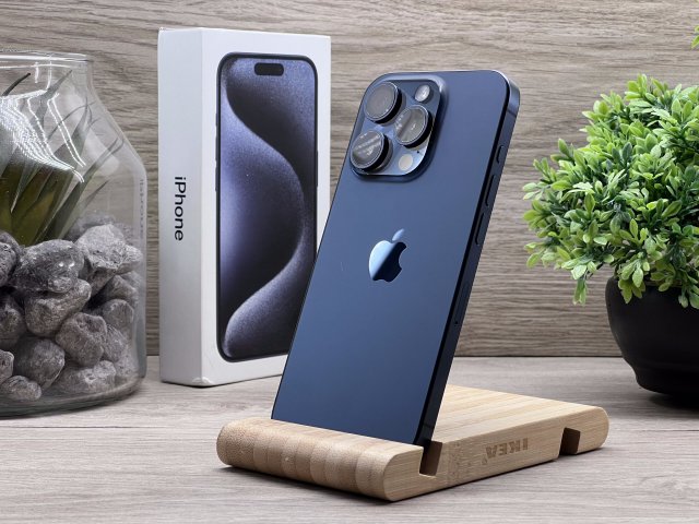 Hibátlan iPhone 15 Pro Blue Titanium 128GB 2 ÉV Garanciával Számlával 91% Akksi