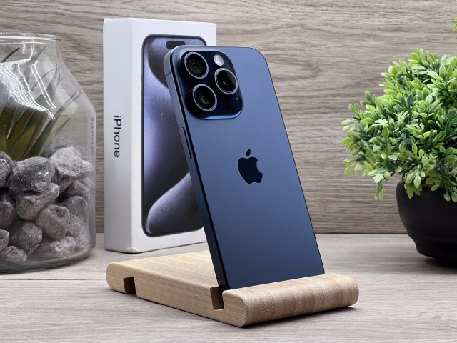 Hibátlan iPhone 15 Pro Blue Titanium 128GB 2 ÉV Garanciával Számlával 91% Akksi