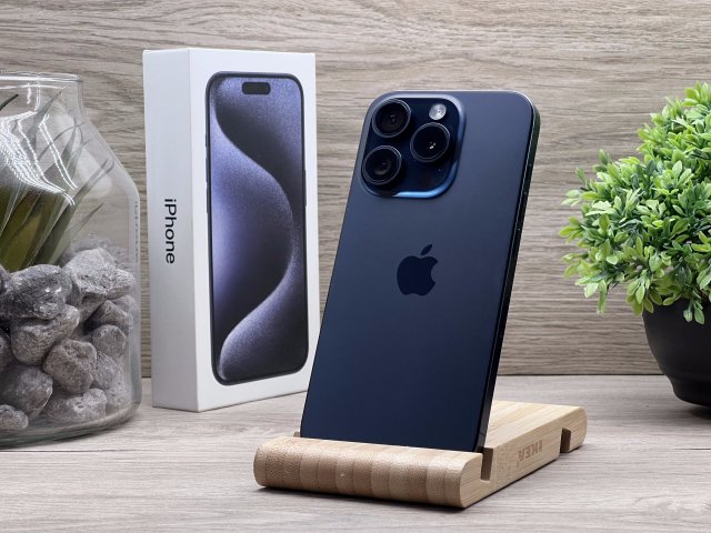 Hibátlan iPhone 15 Pro Blue Titanium 128GB 2 ÉV Garanciával Számlával 92% Akksi